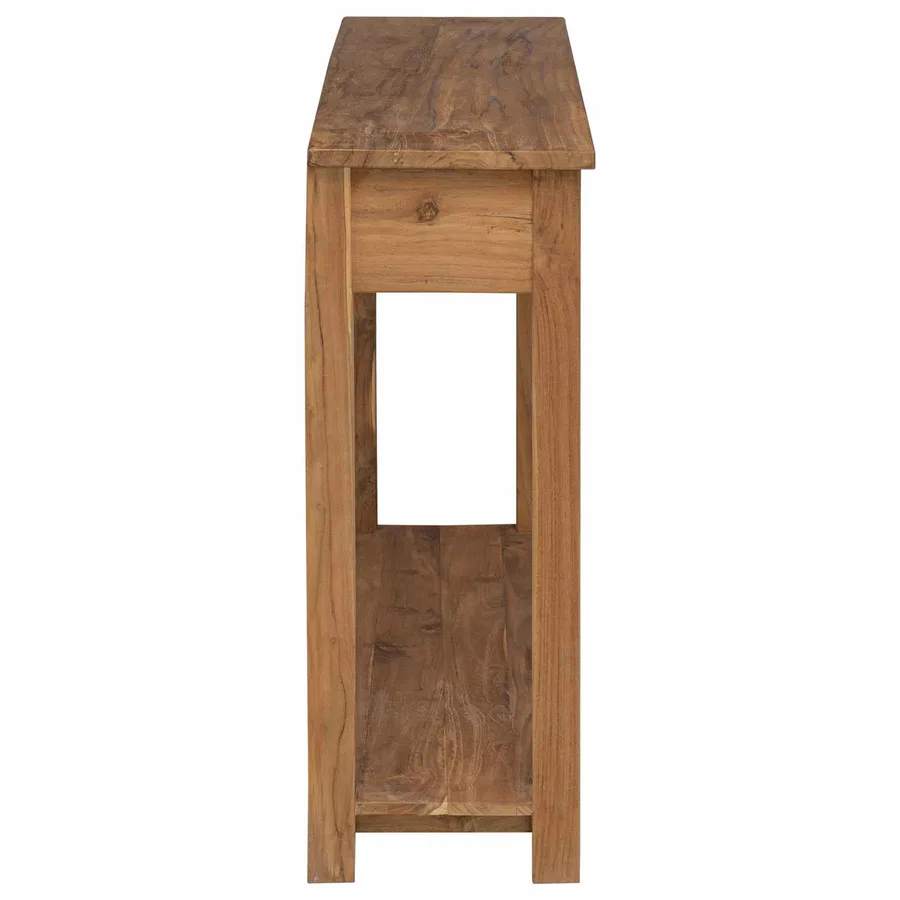 Table console Naturel 110 x 30 x 80 cm Bois de teck massif - 4