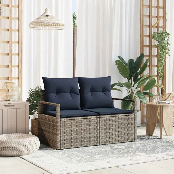 Canapé de jardin avec coussin 120 x 62 x 69 cm polyrotin