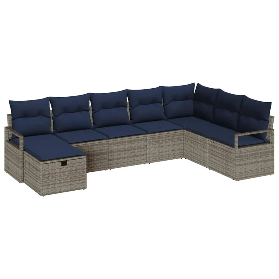 Ensemble de Canapés avec coussin 8 pcs Gris polyrotin - 2