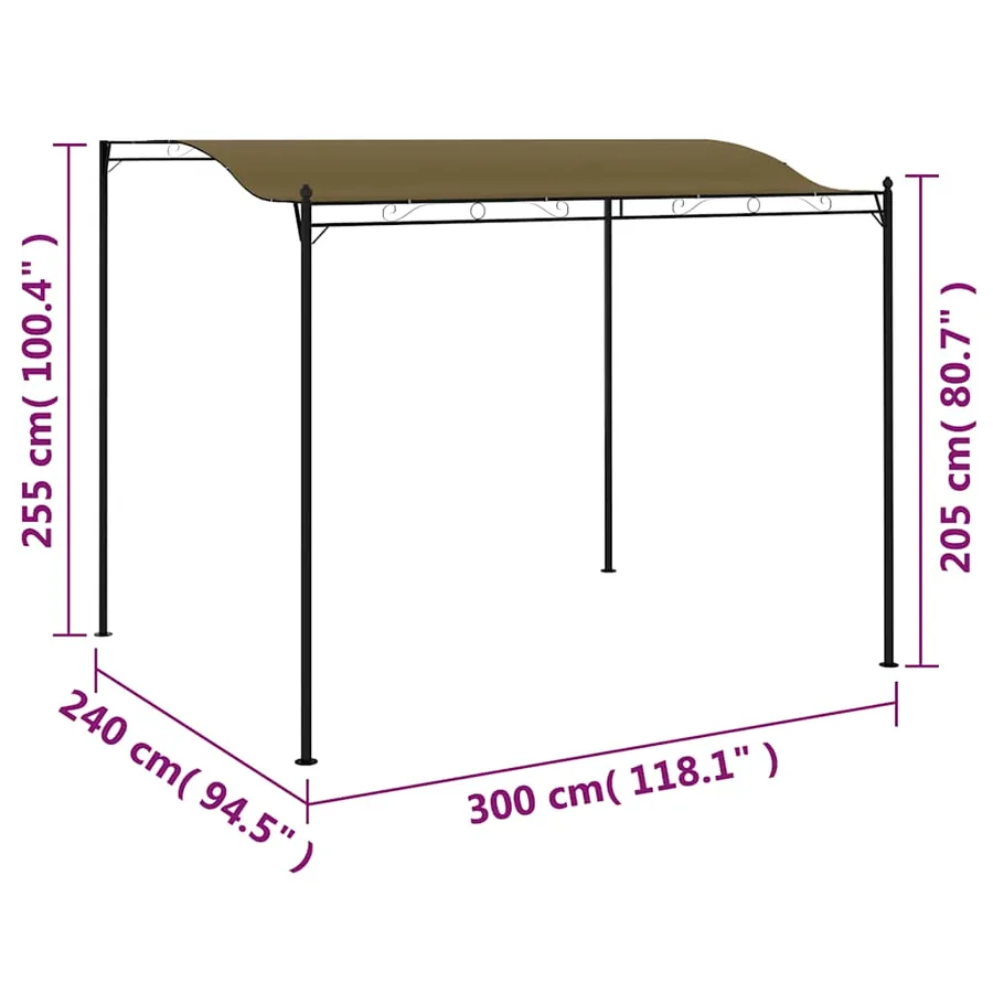 Auvent de parasol 3x2,4 m Taupe 180 g/m² - 9