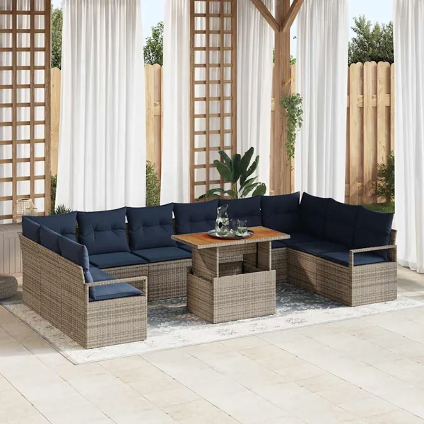 Ensemble de canapé de jardin 11 pc 10-Nombre de places