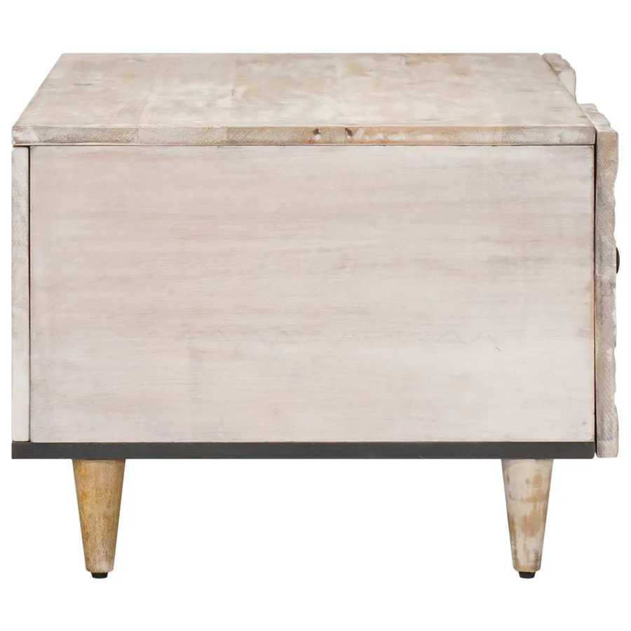 Table basse Blanc 100 x 54 x 40 cm Bois de mangue massif - 4