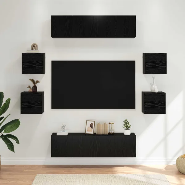 Ensemble meuble TV 8 pcs 120 x 30 x 30 cm Chêne noir