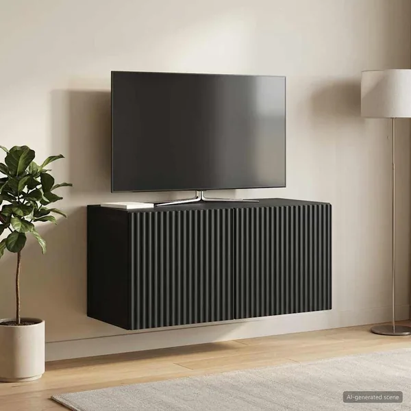 Meuble TV mural Noir 59,5 x 31 x 30 cm Bois d'ingénierie