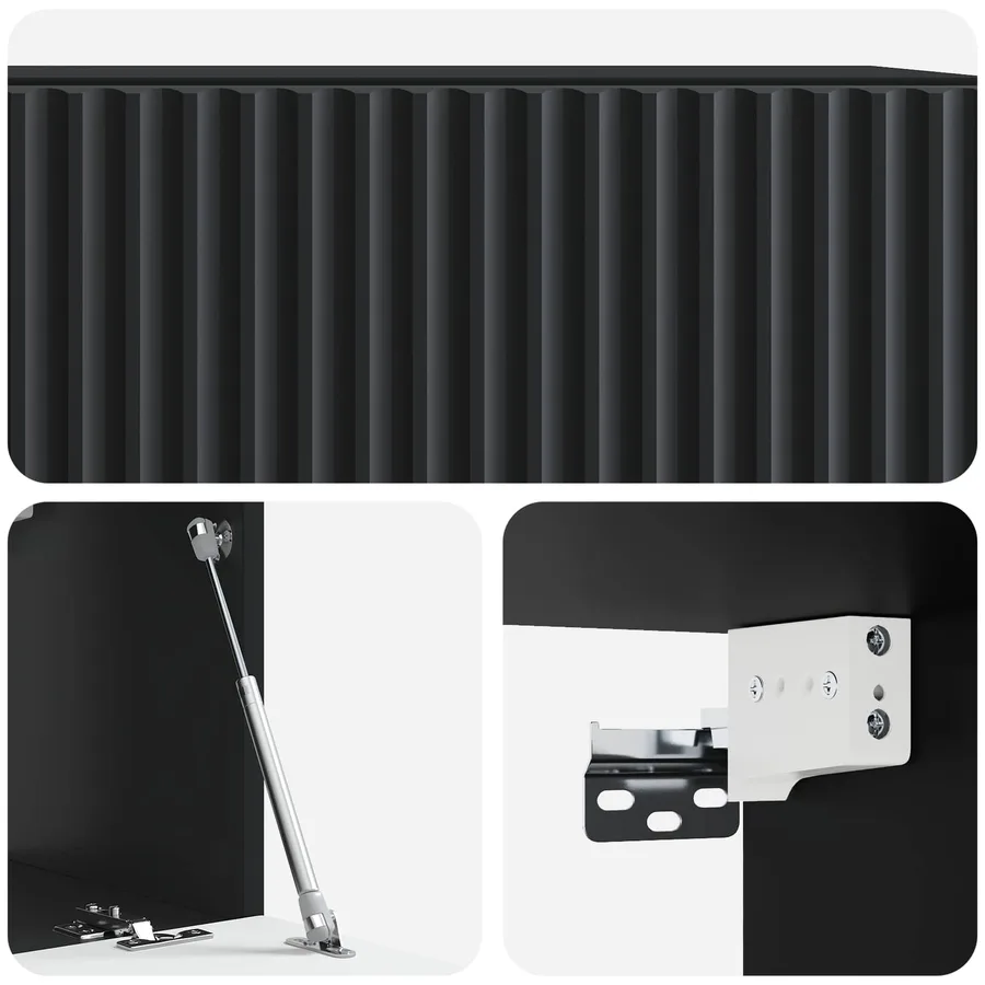 Meuble TV mural Noir 59,5 x 31 x 30 cm Bois d'ingénierie - 9