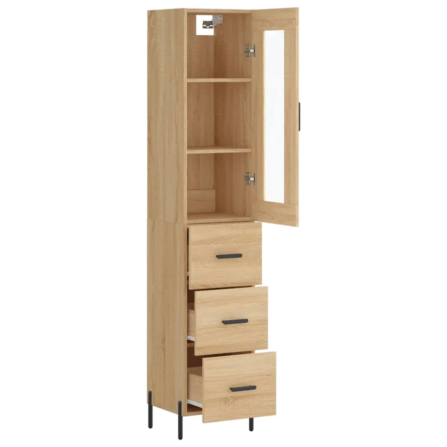 Buffet haut Chêne sonoma 34,5x34x180 cm Bois d'ingénierie - 3