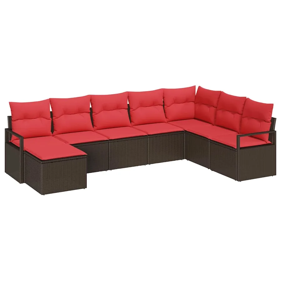Ensemble de Canapés avec coussin 8 pcs Marron polyrotin - 2