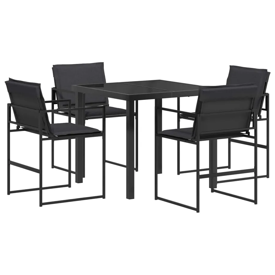 Ensemble de salle à manger pour jardin 5 pcs Noir et Gris foncé - 2