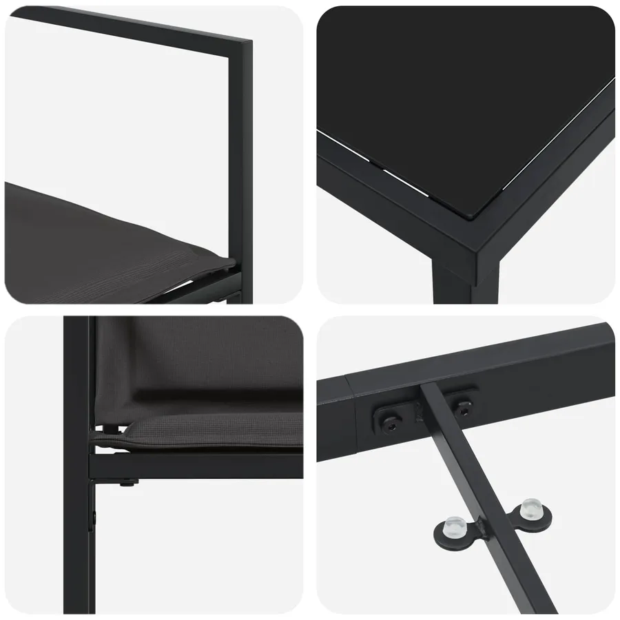 Ensemble de salle à manger pour jardin 5 pcs Noir et Gris foncé - 7