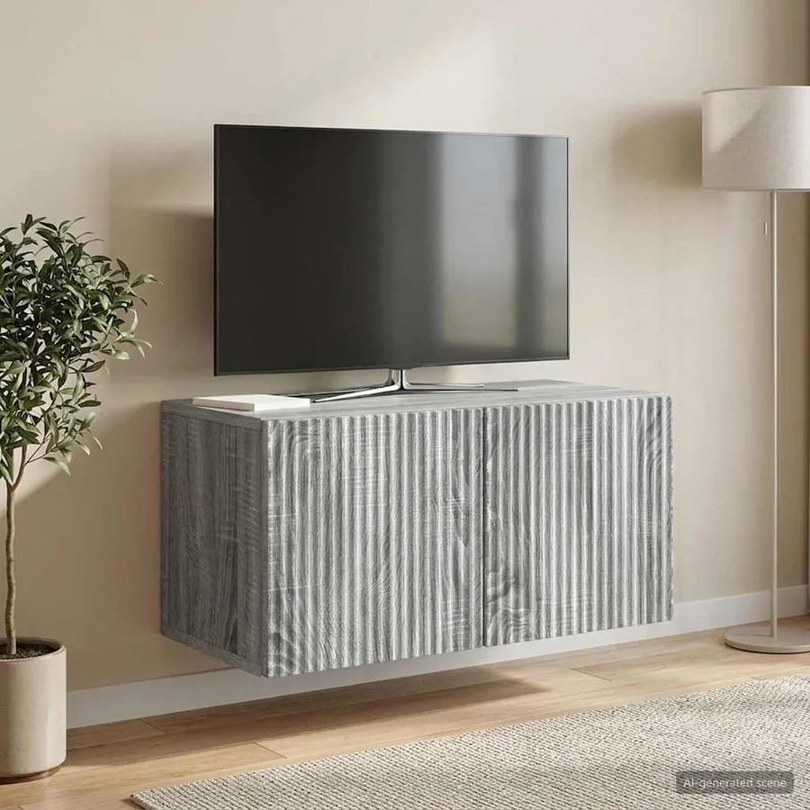 Meuble TV mural Sonoma gris 59,5 x 31 x 30 cm Bois d'ingénierie - 4
