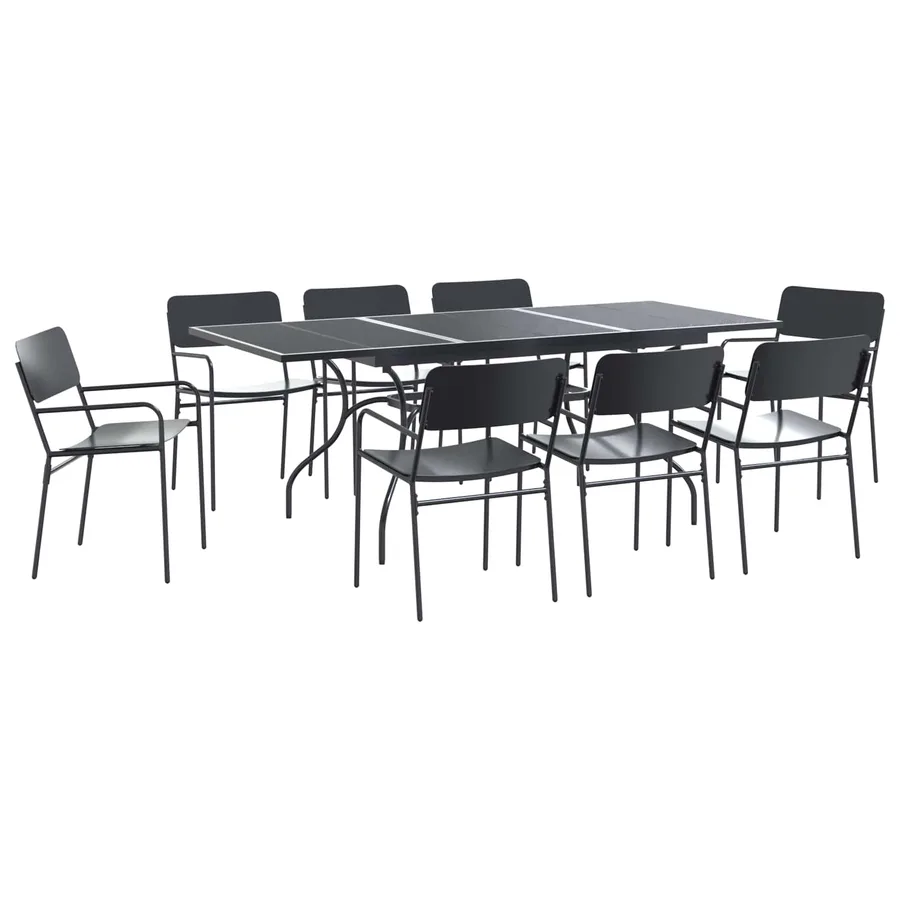 Ensemble de salle à manger pour jardin 9 pcs Anthracite Acier - 2