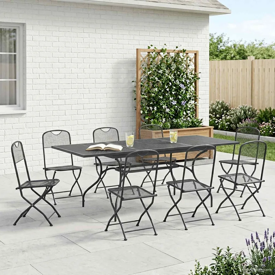 Ensemble de salle à manger pour jardin 9 pcs Anthracite
