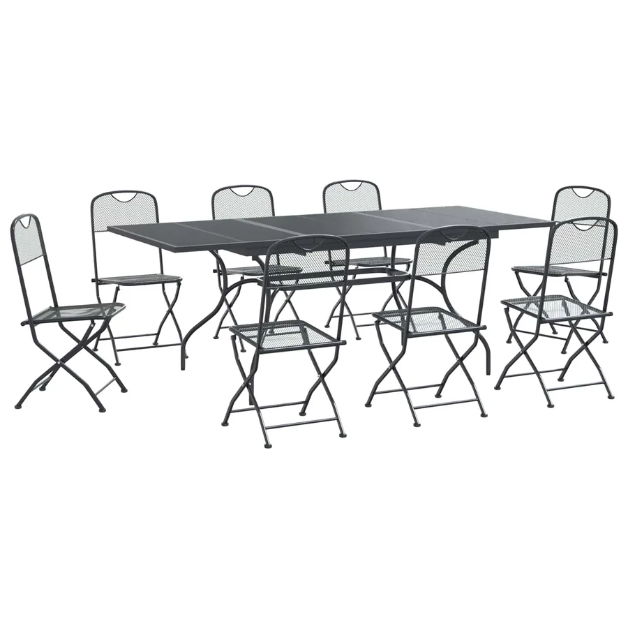 Ensemble de salle à manger pour jardin 9 pcs Anthracite - 2