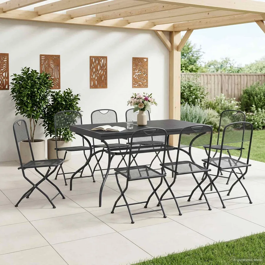 Ensemble de salle à manger pour jardin 9 pcs Anthracite - 3