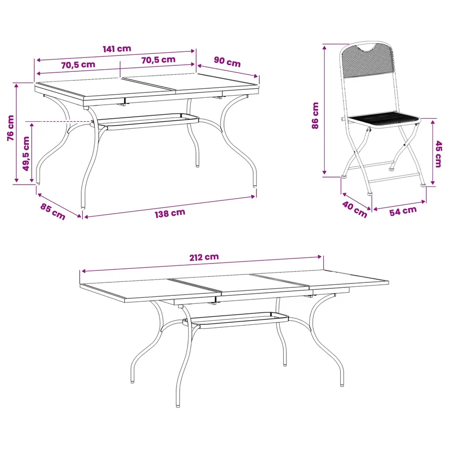 Ensemble de salle à manger pour jardin 9 pcs Anthracite - 8