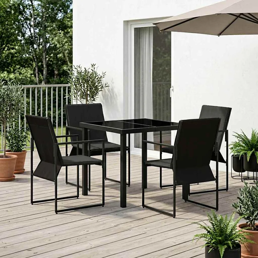 Ensemble de salle à manger pour jardin 5 pcs Noir et anthracite