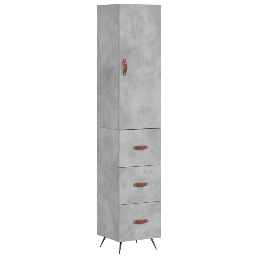 Buffet haut Gris béton 34,5x34x180 cm Bois d'ingénierie - 2