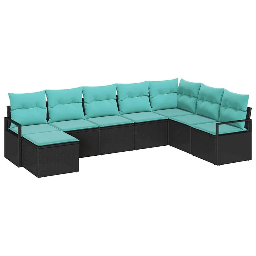Ensemble de Canapés avec coussin 8 pcs Noir polyrotin - 2
