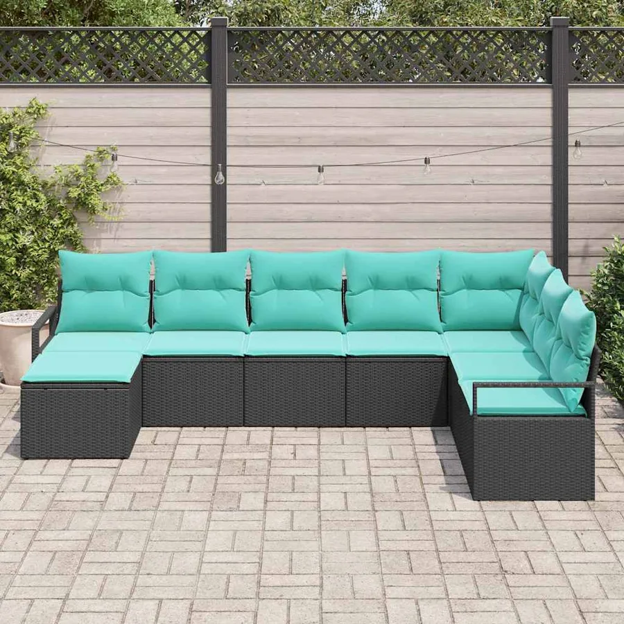 Ensemble de Canapés avec coussin 8 pcs Noir polyrotin - 3