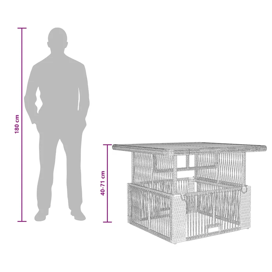 Ensemble de salle à manger pour jardin 3 pcs Beige et crème - 12