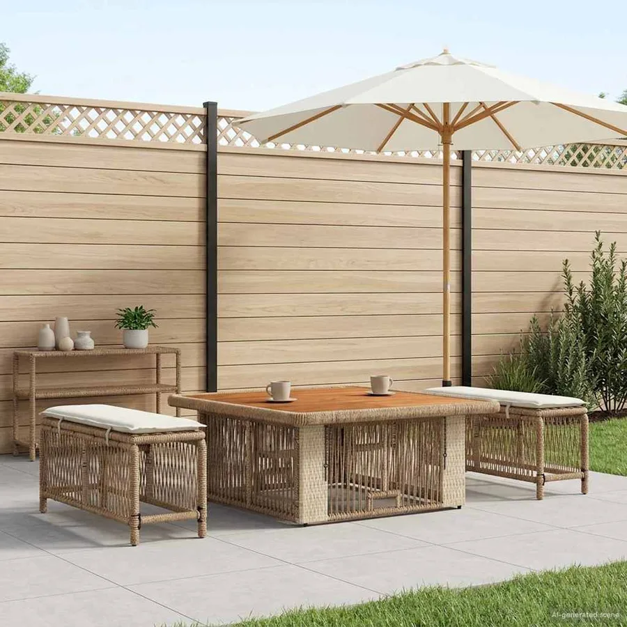 Ensemble de salle à manger pour jardin 3 pcs Beige et crème - 3