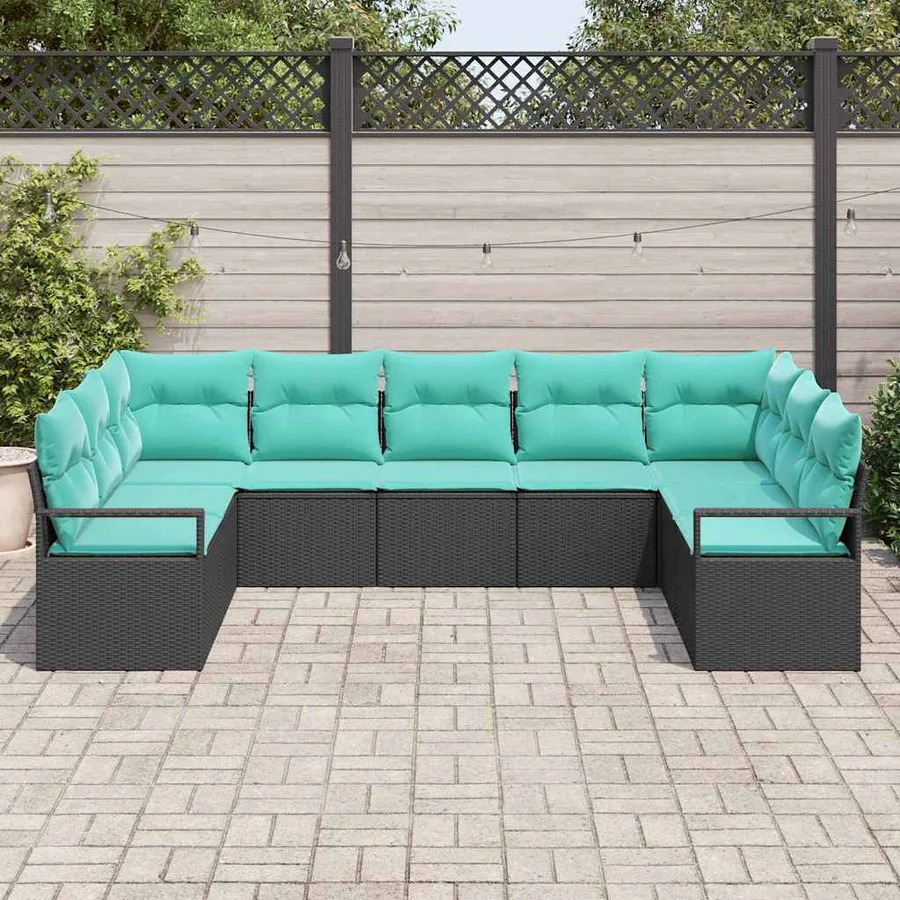 Ensemble de Canapés avec coussin 9 pcs Noir polyrotin - 3