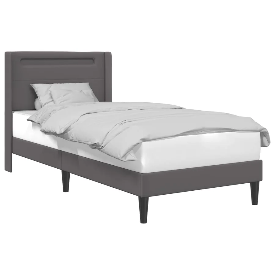 Cadre de lit avec bandes LED Gris 80 x 200 cm Simili cuir - 3