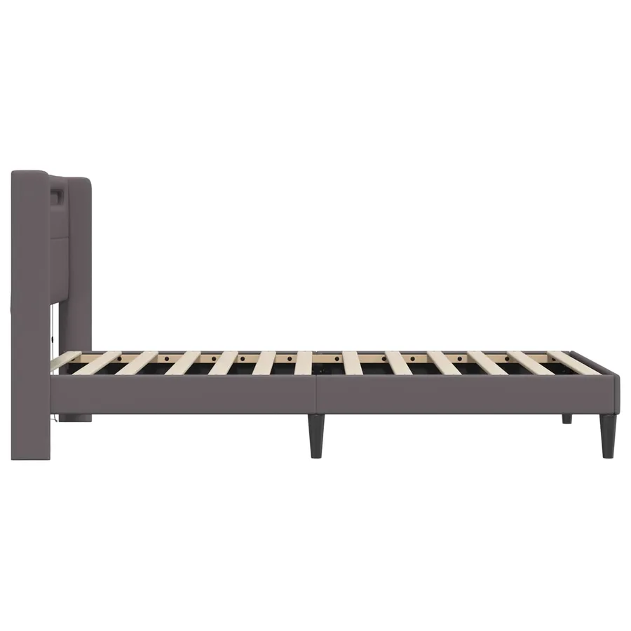 Cadre de lit avec bandes LED Gris 80 x 200 cm Simili cuir - 7