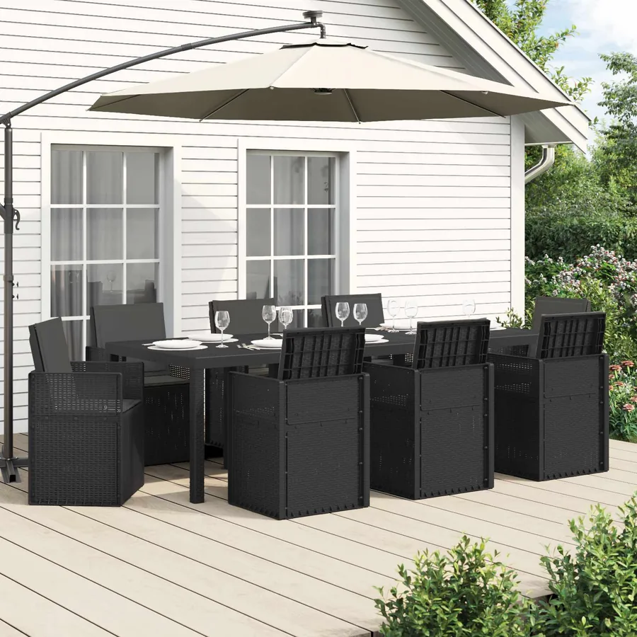 Ensemble de salle à manger pour jardin 9 pcs Anthracite PP