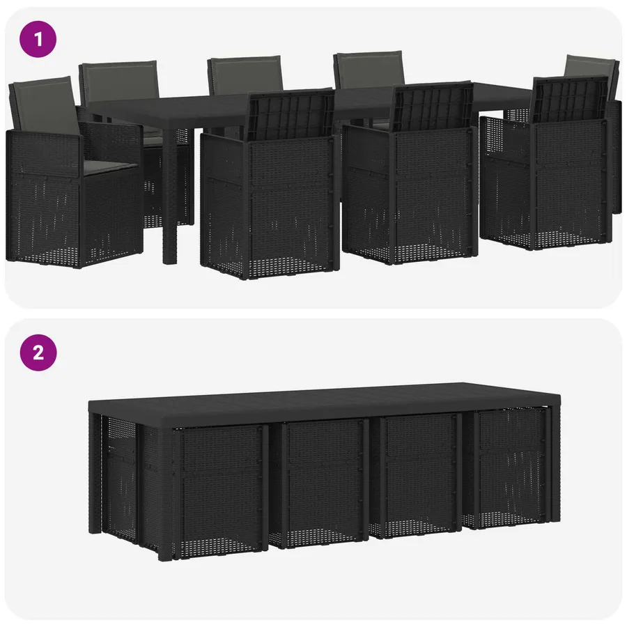 Ensemble de salle à manger pour jardin 9 pcs Anthracite PP - 8