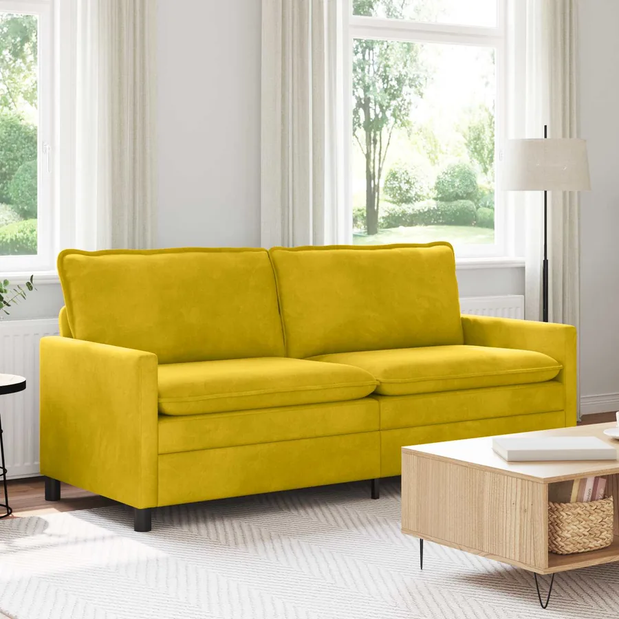 Canapé Jaune 196 x 81 x 87,5 cm Velours