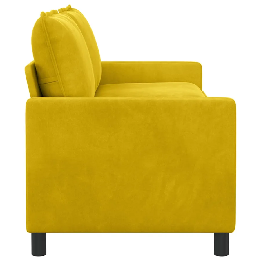 Canapé Jaune 196 x 81 x 87,5 cm Velours - 4