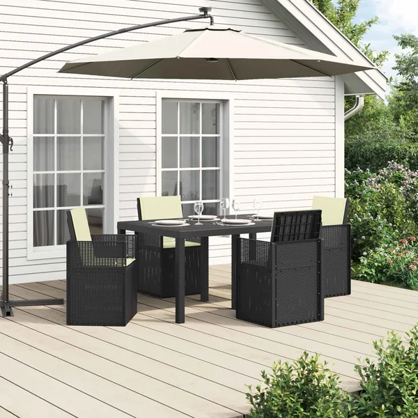 Ensemble de salle à manger pour jardin avec coussin 5 pcs PP