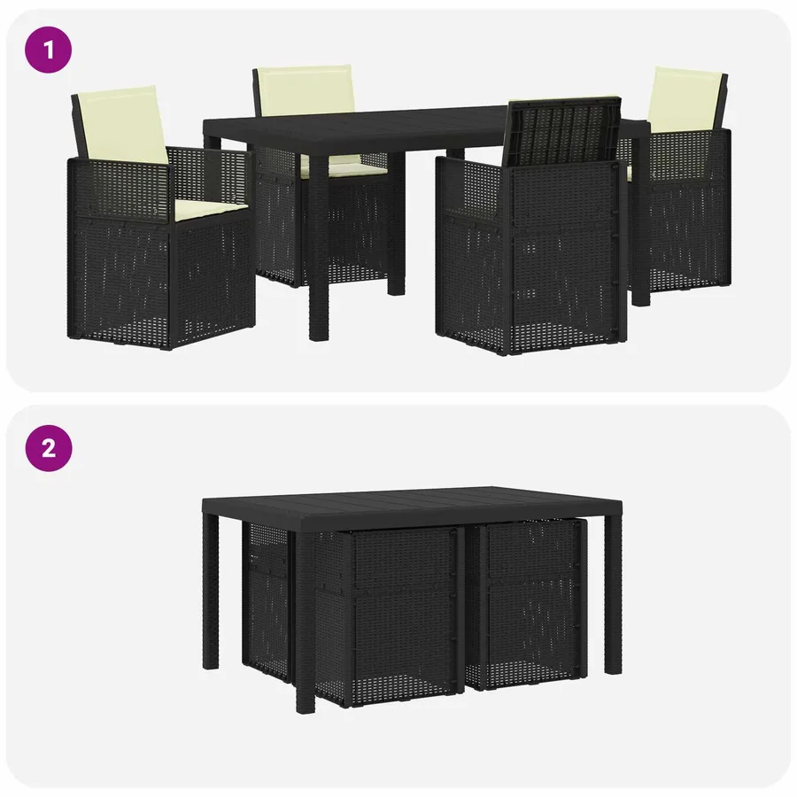 Ensemble de salle à manger pour jardin avec coussin 5 pcs PP - 8