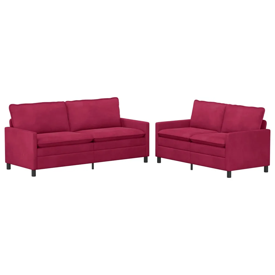 Ensemble de Canapés 2 pcs Bordeaux Velours - 2
