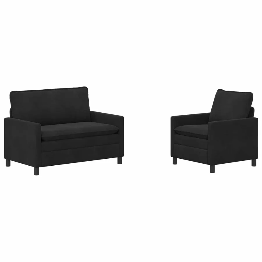 Ensemble de Canapés 2 pcs Noir Velours - 2