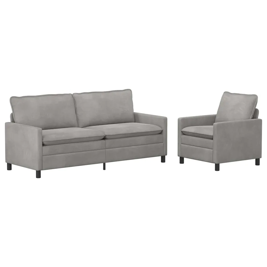 Ensemble de Canapés 2 pcs Gris clair Velours - 2