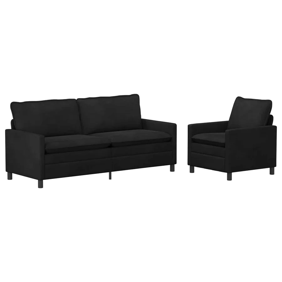 Ensemble de Canapés 2 pcs Noir Velours - 2