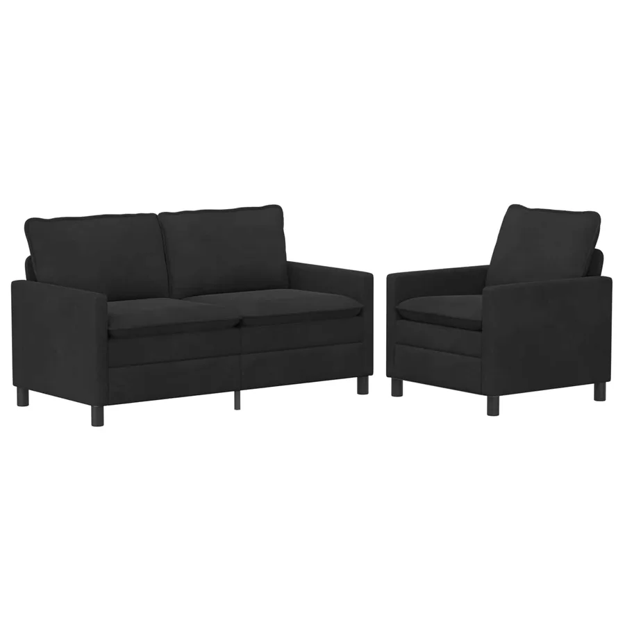 Ensemble de Canapés 2 pcs Noir Velours - 2