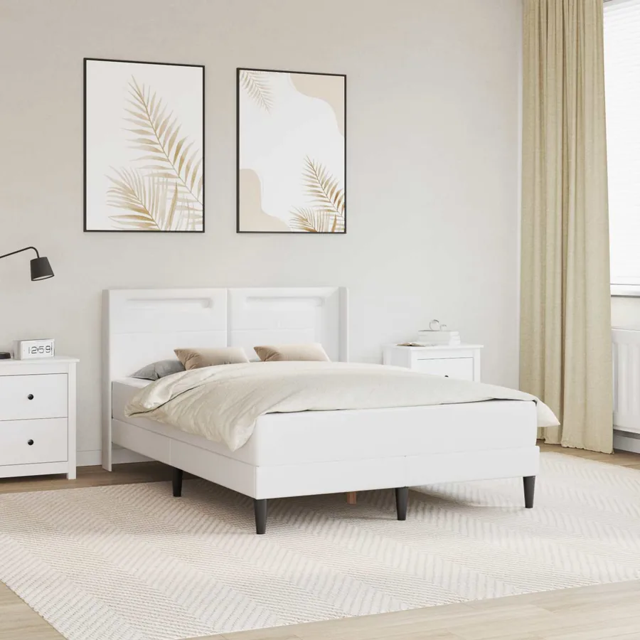 Cadre de lit avec matelas Blanc 160 x 200 cm Simili cuir
