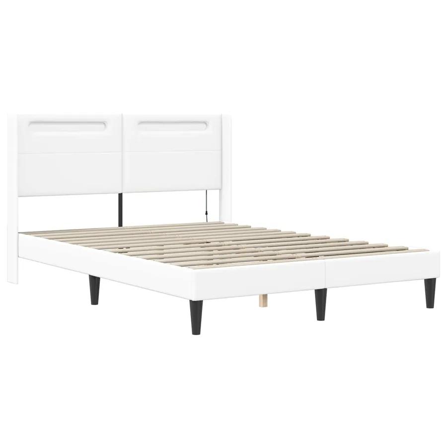 Cadre de lit avec matelas Blanc 160 x 200 cm Simili cuir - 6