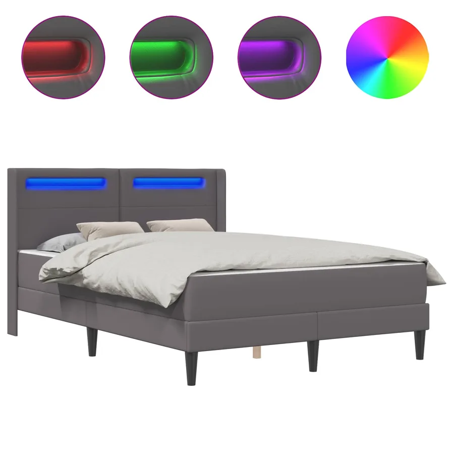 Cadre de lit avec matelas Gris 160 x 200 cm Simili cuir - 2