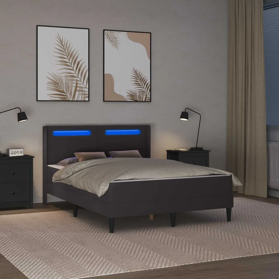 Cadre de lit avec matelas Gris 160 x 200 cm Simili cuir - 4