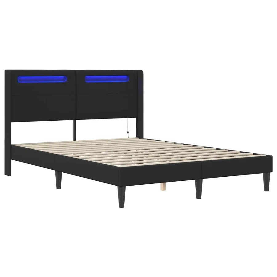 Cadre de lit avec bandes LED Noir 120 x 200 cm Simili cuir - 5