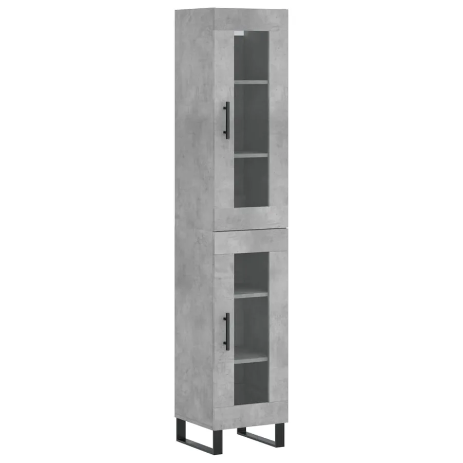 Buffet haut Gris béton 34,5x34x180 cm Bois d'ingénierie - 2