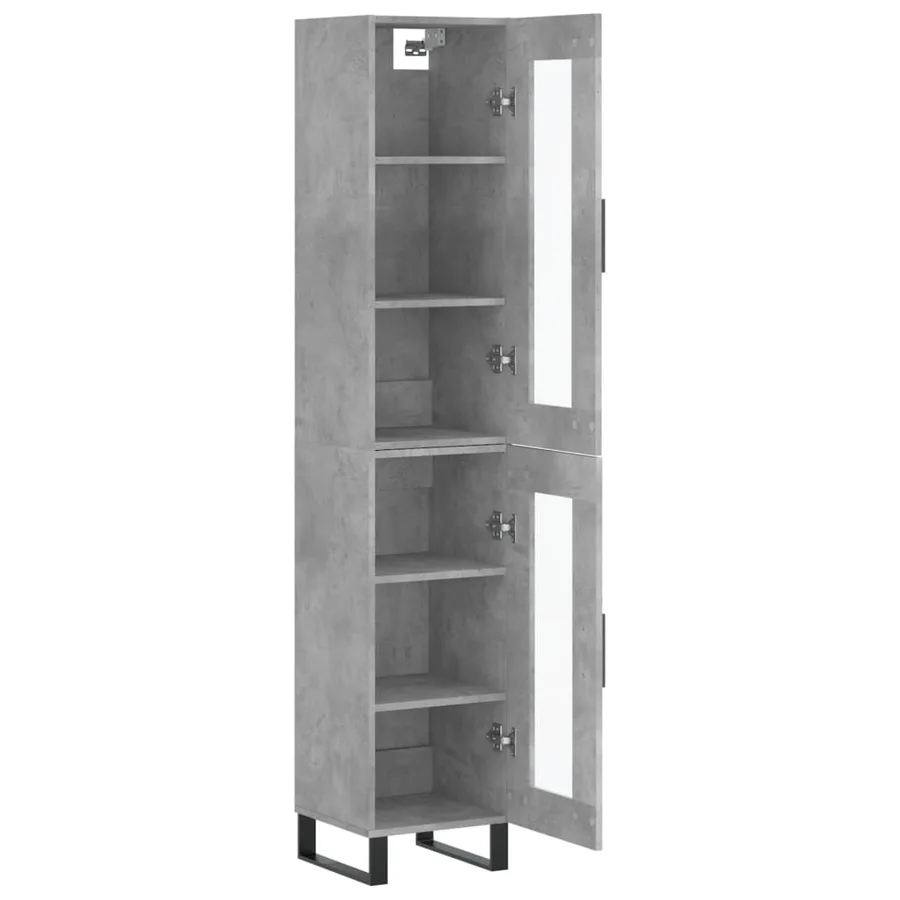 Buffet haut Gris béton 34,5x34x180 cm Bois d'ingénierie - 4