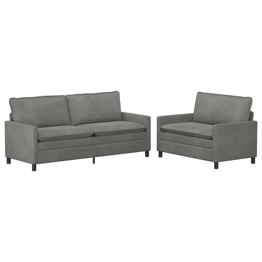 Ensemble de Canapés 2 pcs Gris foncé Velours - 2