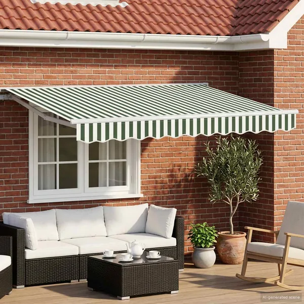 Cadre de store manuel avec LEDs Vert et blanc 3,5 x 2,5 m