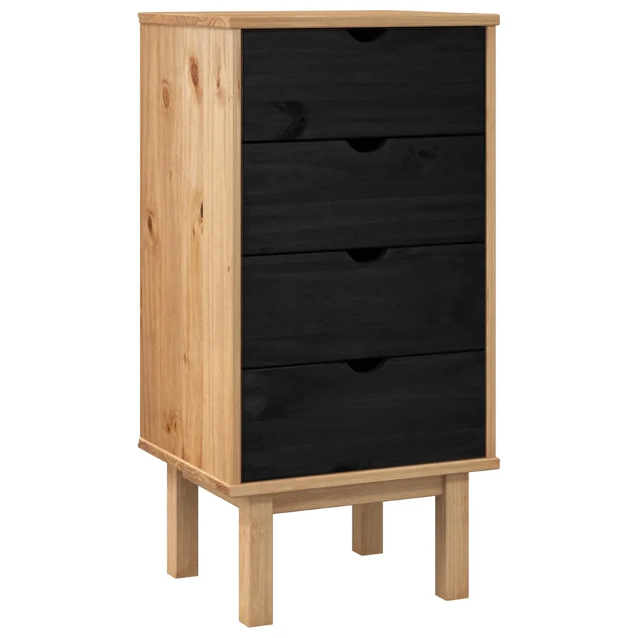 Commode OTTA Noir 45 x 39 x 90 cm Bois de pin massif - 2