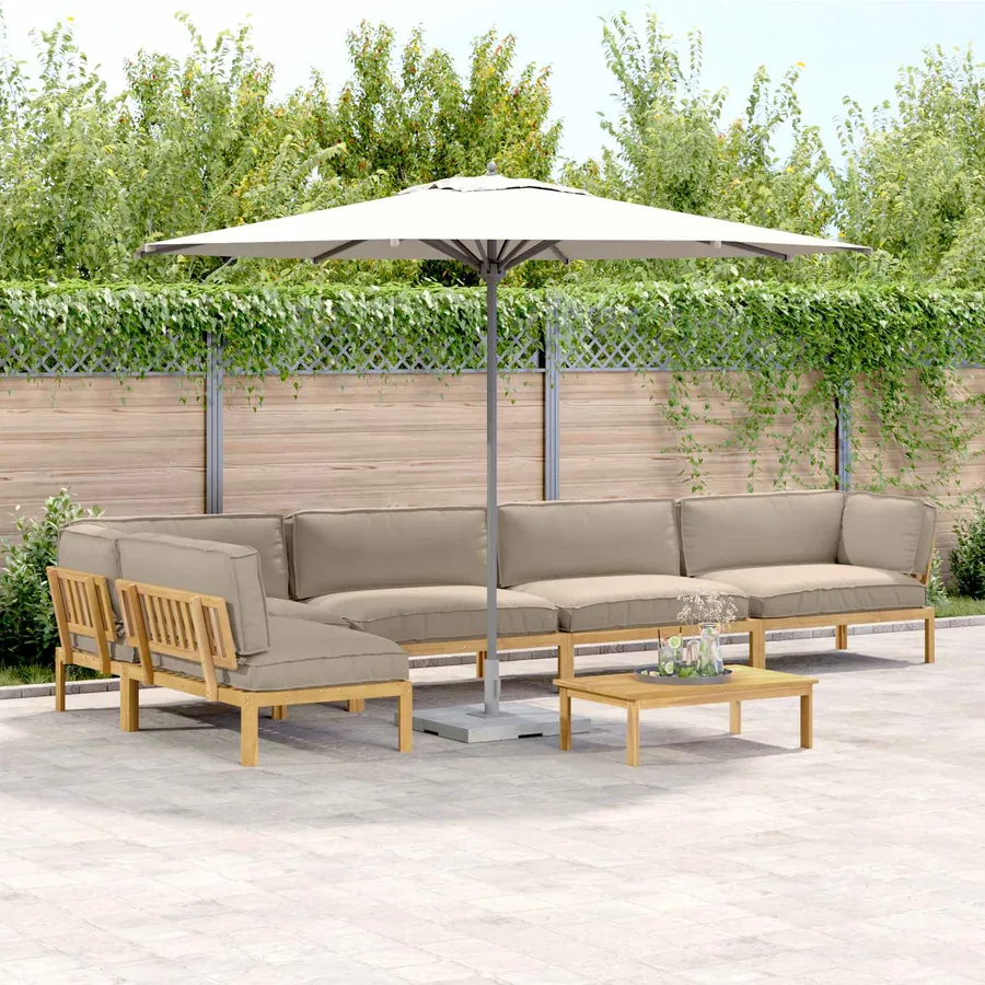 Ensemble de Canapés Uni 6 pcs Taupe Bois d'Acacia Massif